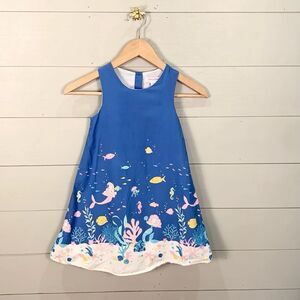 Tommy Bahama mermaid ocean summer little girl dress size 6 cotton blend lined